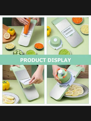 5 in 1 Vegetable Cutter, Universal Slicer, Onion Cutter with 5 Blade Settings and Collection Basin, Professional Vegetable Slicer for Onions, Garlic, Tomatoes, Potato, Carrot