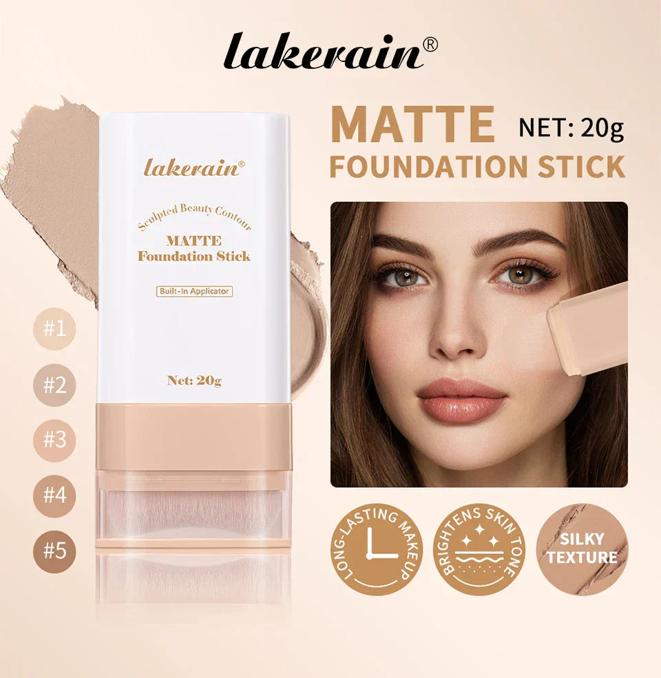 Skin Tint Foundation Stick with Brush Multi Use Matte Waterproof