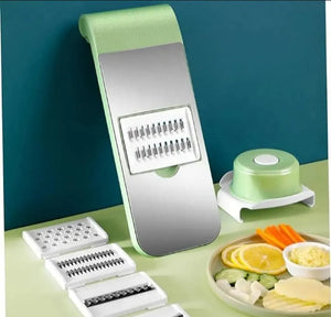 5 in 1 Vegetable Cutter, Universal Slicer, Onion Cutter with 5 Blade Settings and Collection Basin, Professional Vegetable Slicer for Onions, Garlic, Tomatoes, Potato, Carrot